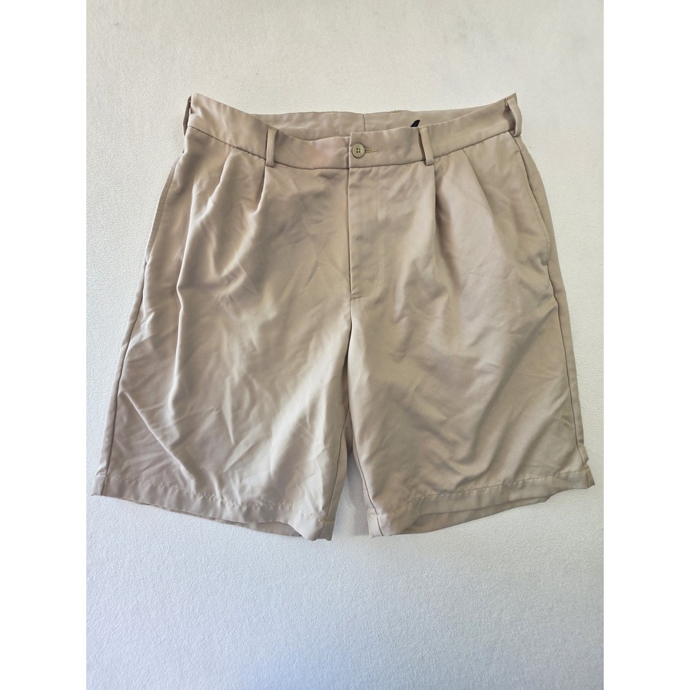 Tommy Armour Men's Golf Shorts Khaki Beige Pleated Size 36 Performance‎